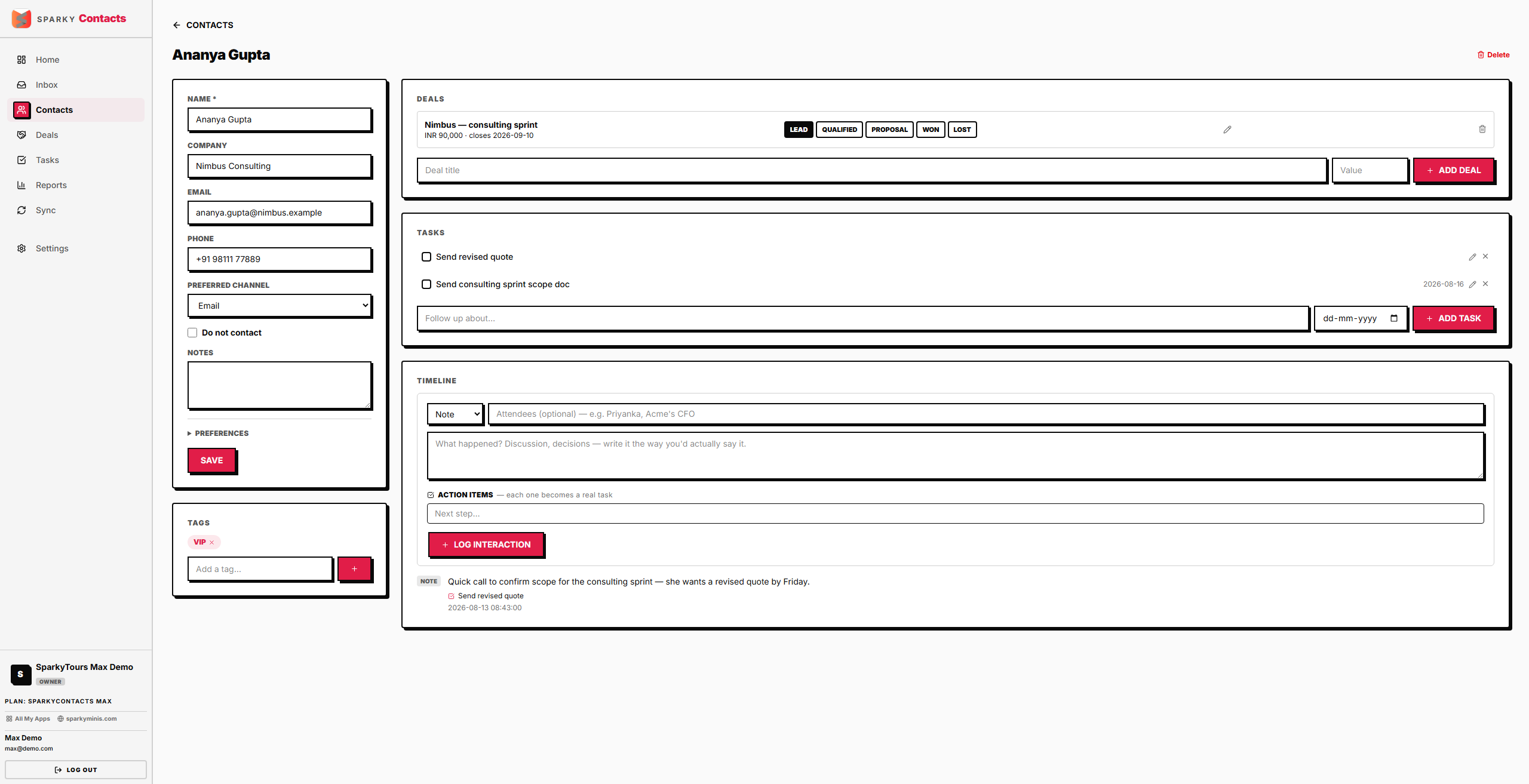 Track the deal, log the touchpoint